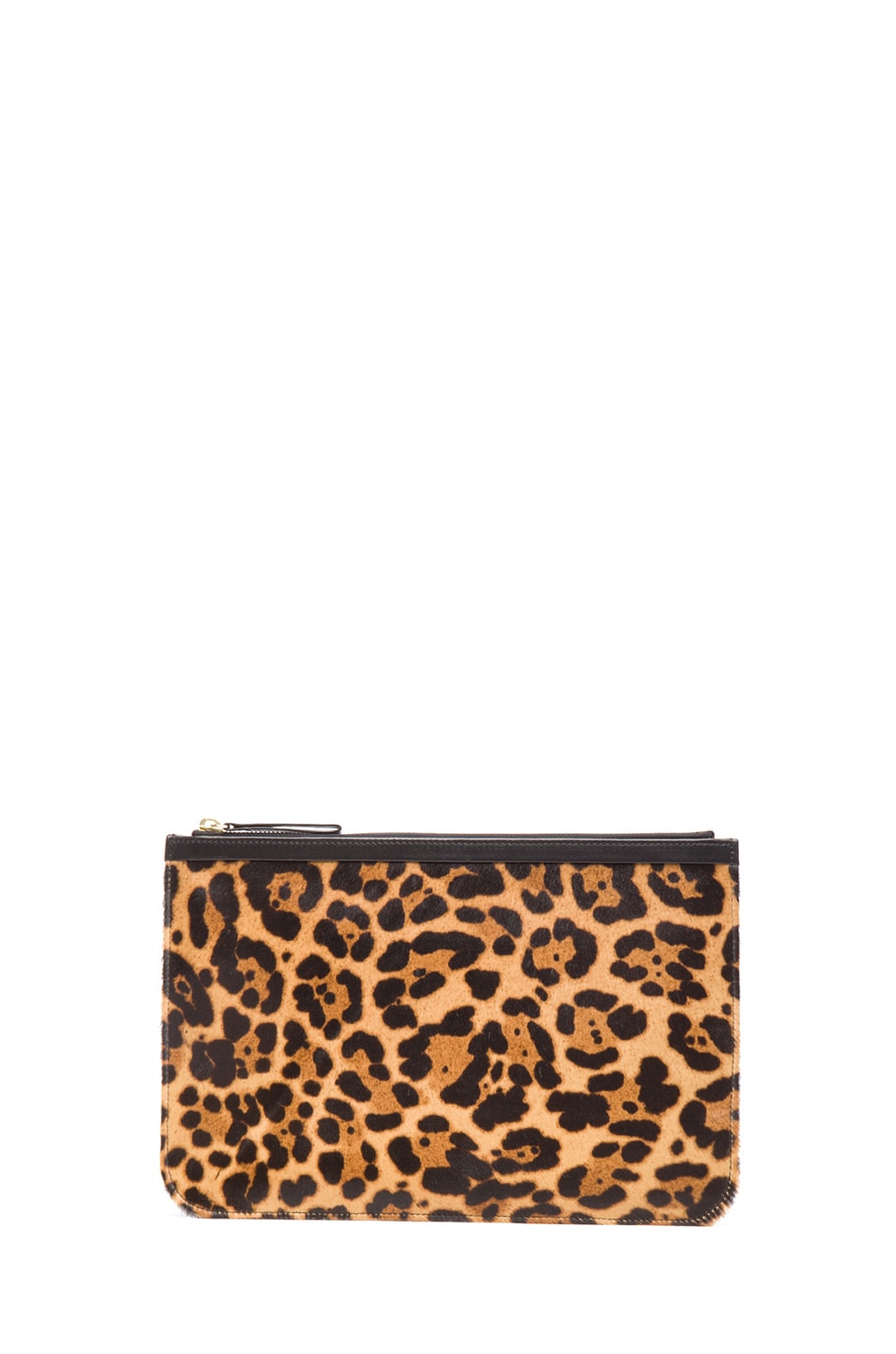 Pierre Hardy Large Leopard Calf Hair Pouch in Natural & Black | FWRD