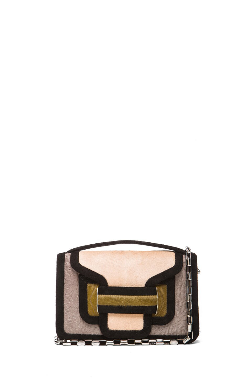 Image 1 of Pierre Hardy Color-block Calf Hair and Leather Bag in Quadri Taupe