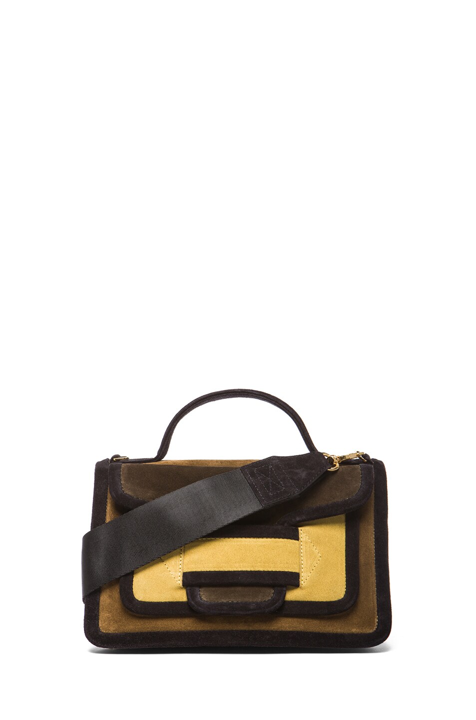 Image 1 of Pierre Hardy Color-block Suede Bag in Quadri Kaki