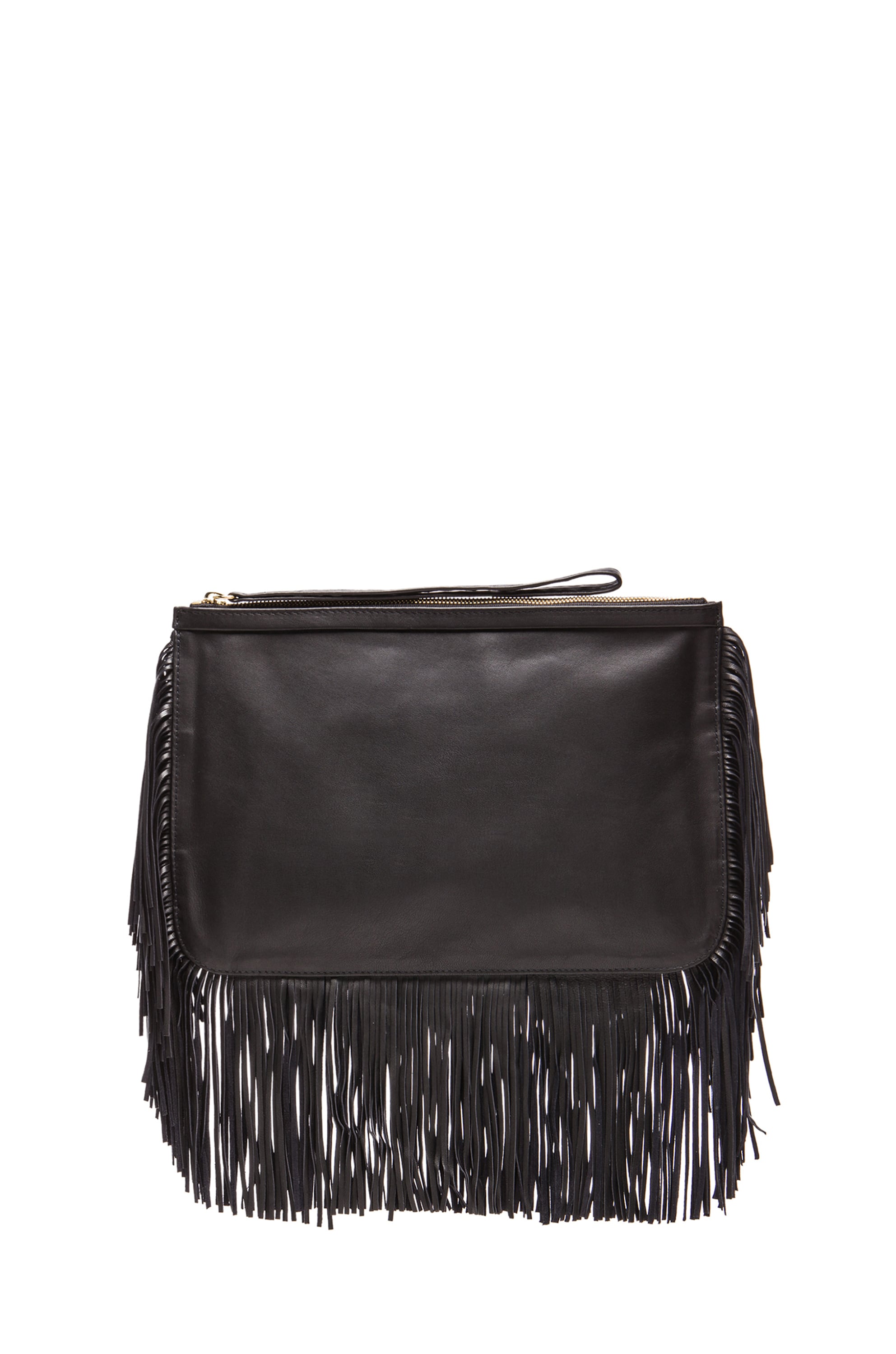 Image 1 of Pierre Hardy Fringe Leather Clutch in Black