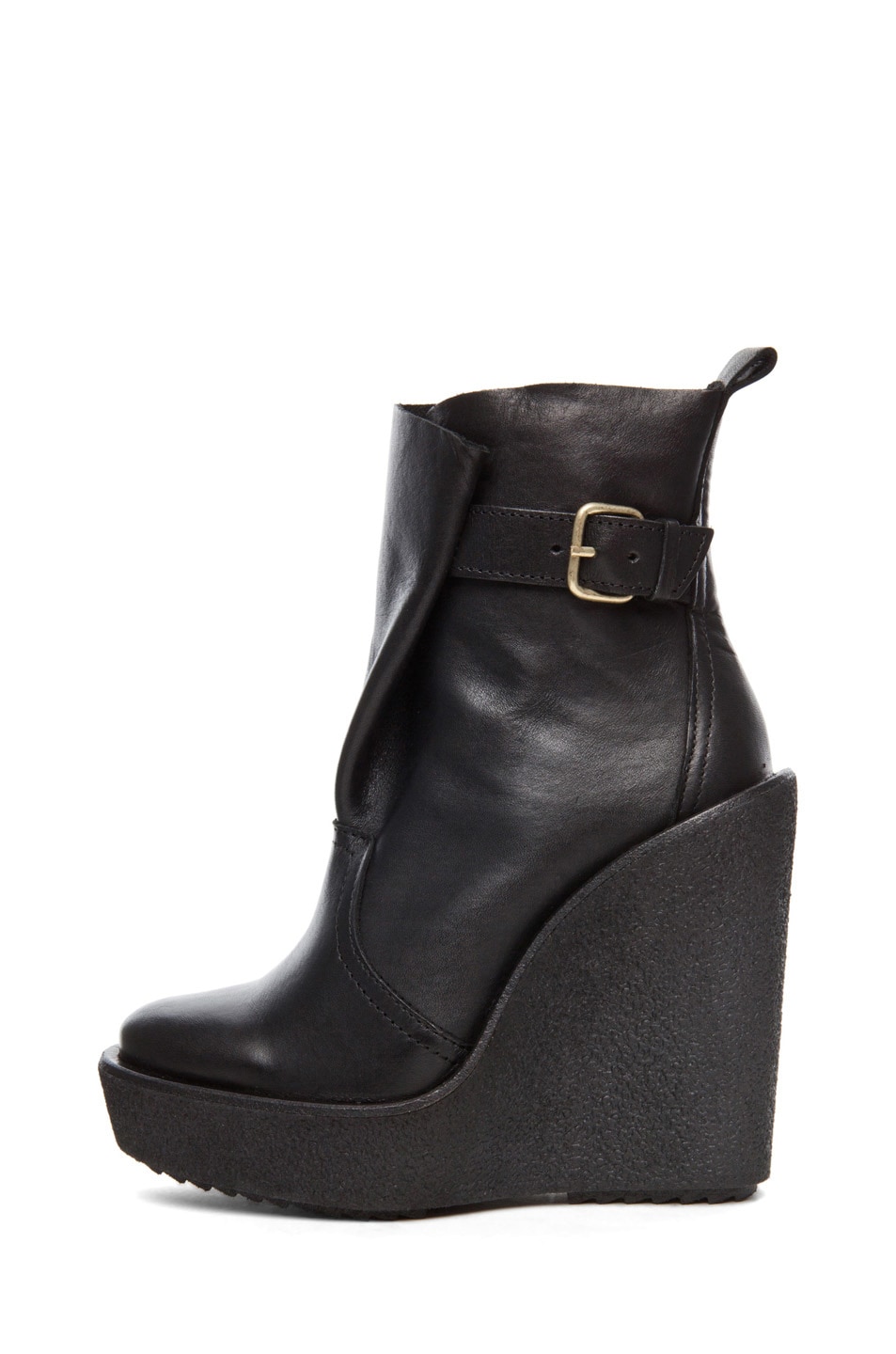 Image 1 of Pierre Hardy Leather Wrap Wedge Bootie in Black
