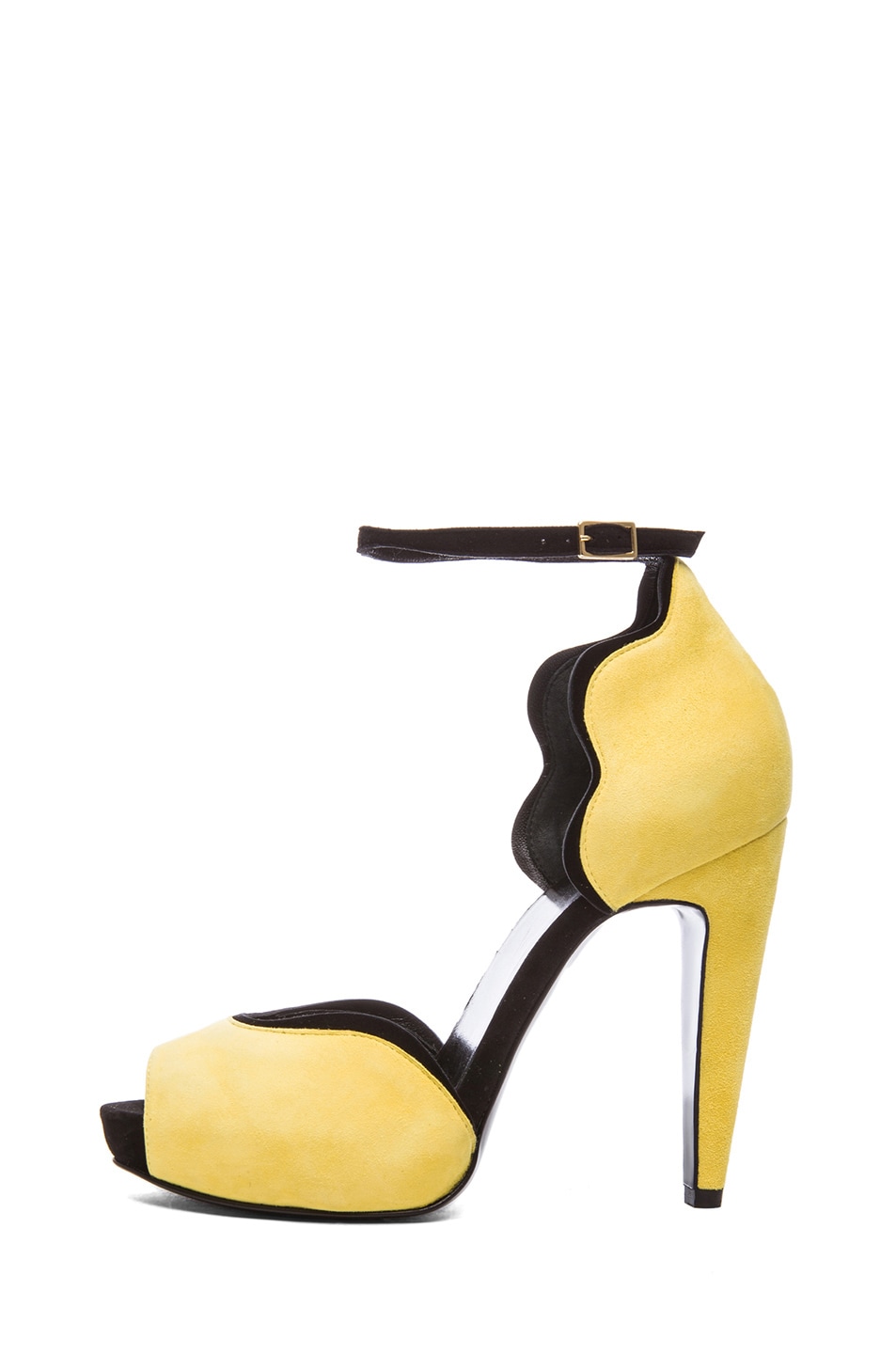 Image 1 of Pierre Hardy Sottsass Kid Suede Heels in Yellow & Black