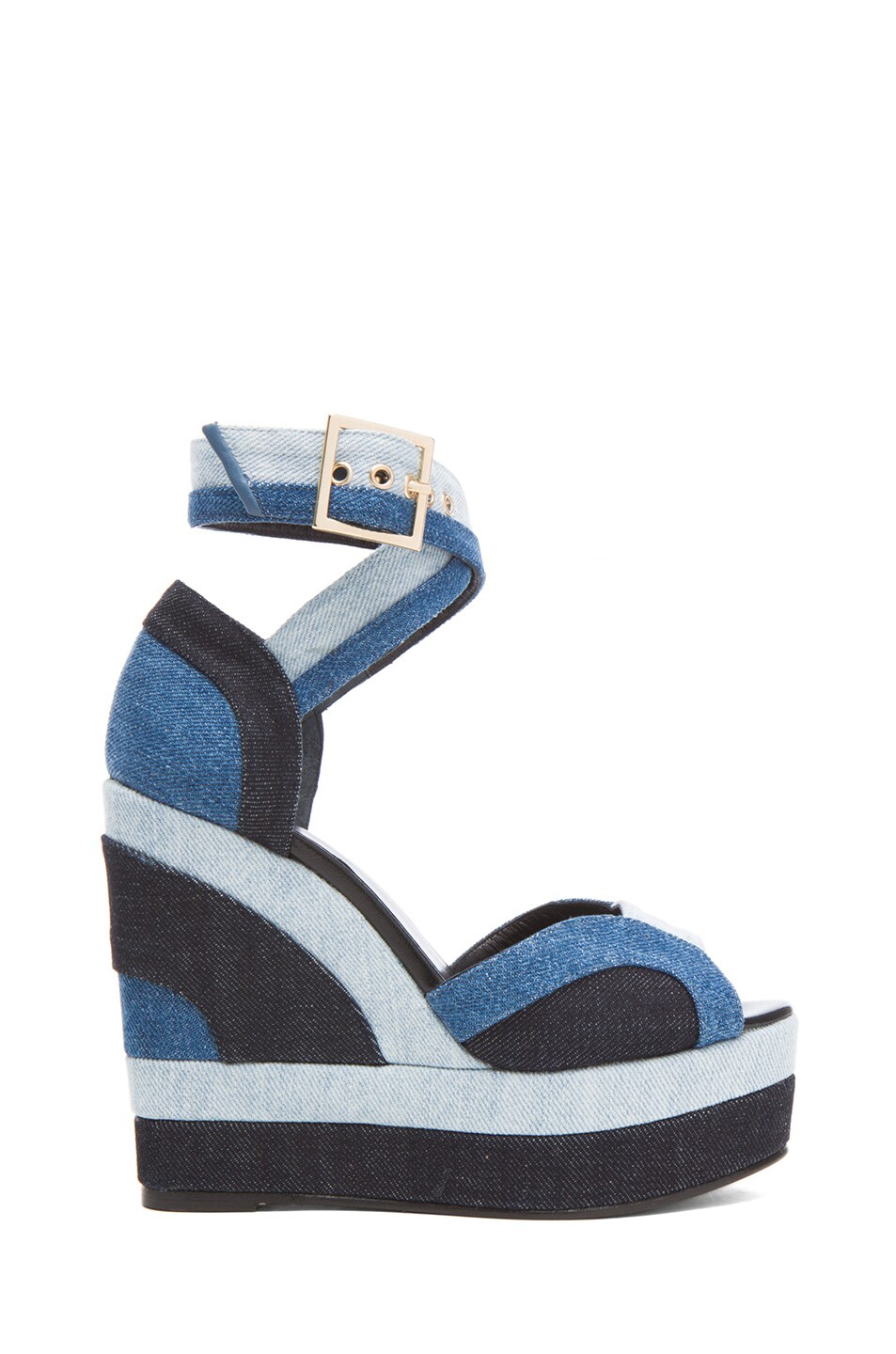 Image 1 of Pierre Hardy Denim Wedge Sandals in Jeans