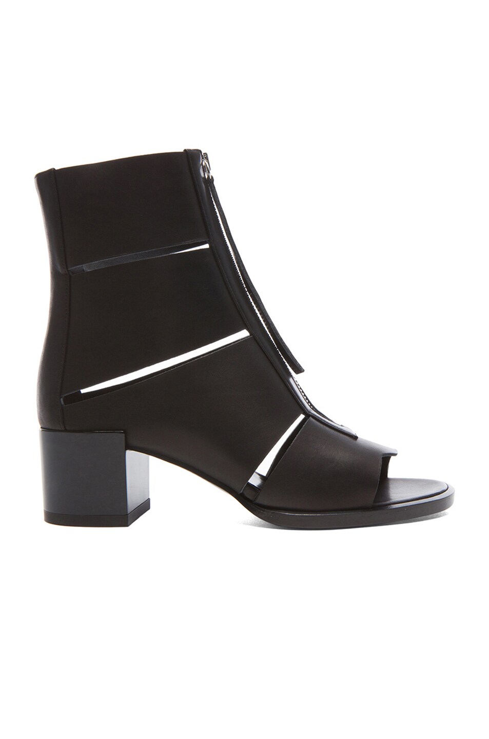 Image 1 of Pierre Hardy Cut Out Calfskin Leather Ankle Booties in Black