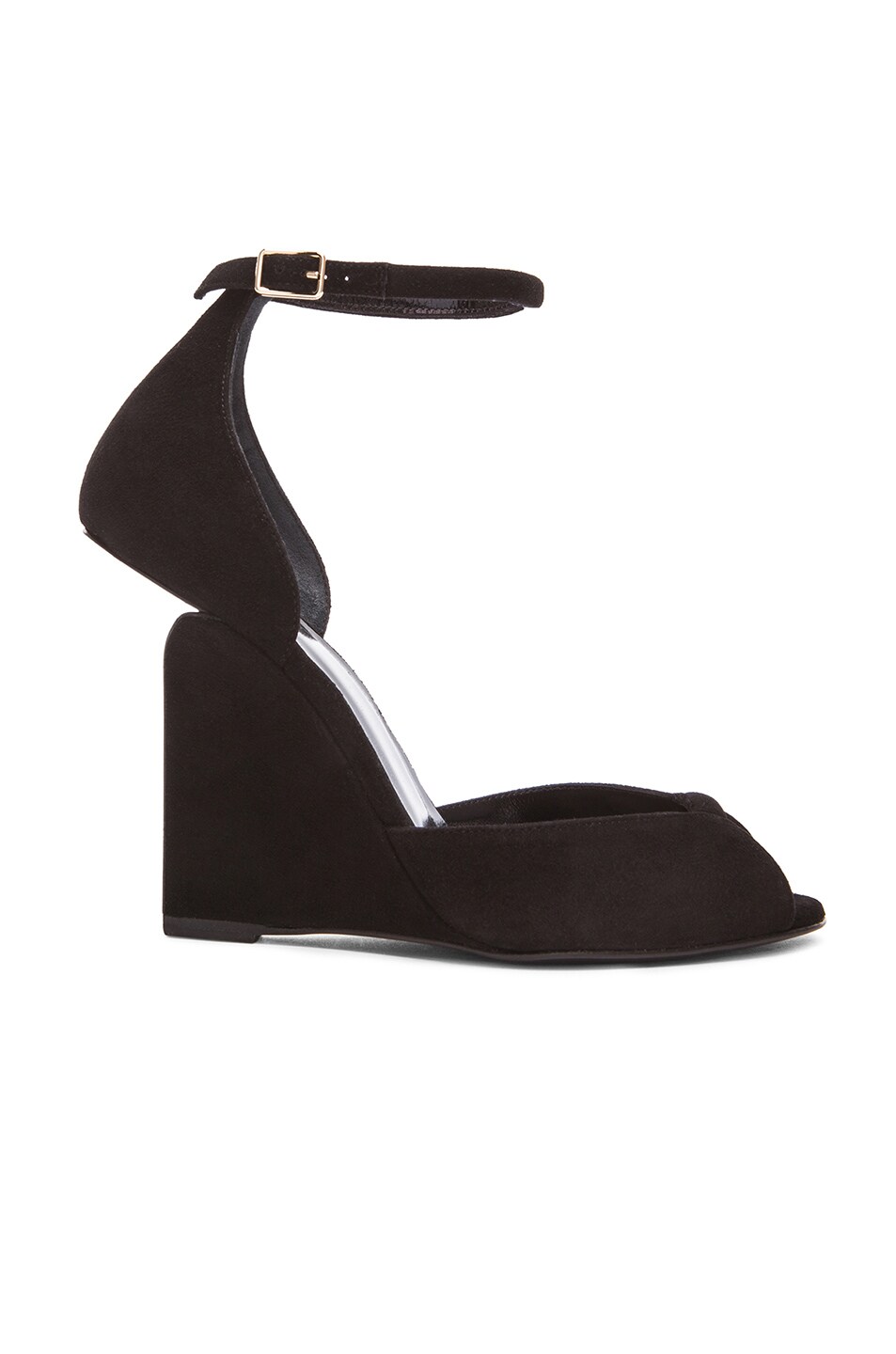 Image 1 of Pierre Hardy Arp Suede Cutout Wedge Sandals in Black