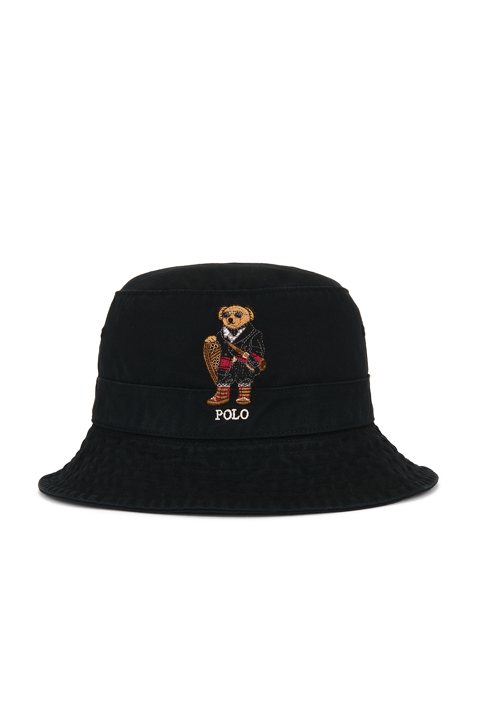 Polo Ralph Lauren Cotton Twill Novelty Holiday Bear Loft Bucket Hat In Black