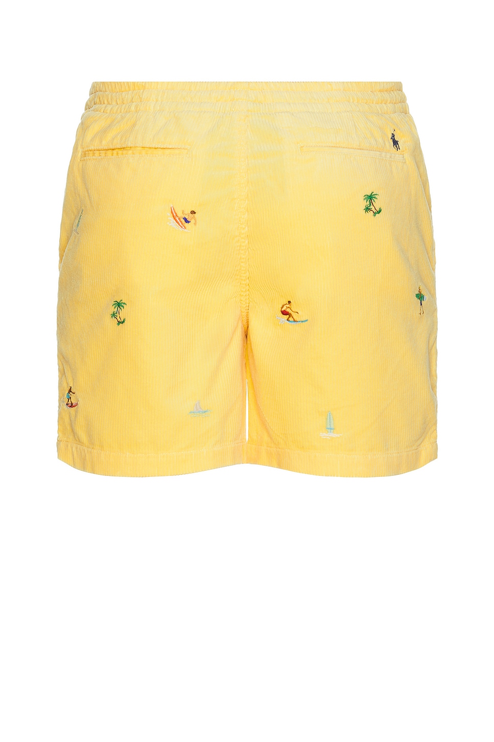Polo Ralph Lauren Mens Corduroy Embroidered Cotton Shorts Beach Yellow Emb