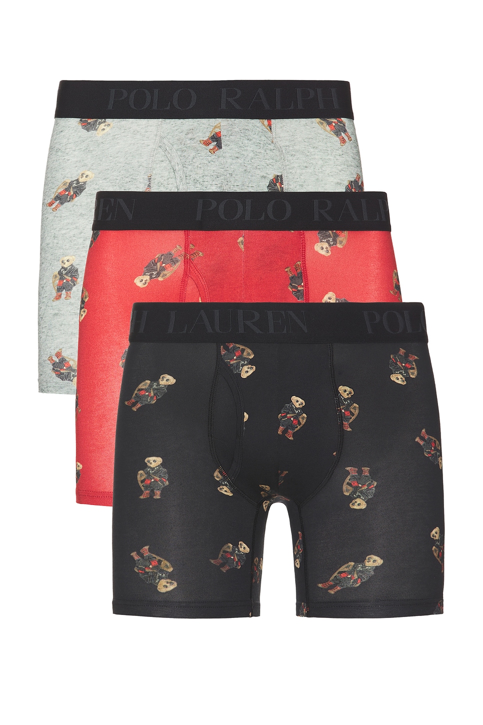 Image 1 of Polo Ralph Lauren 3 Pack Boxer Brief in Andover Heather, Polo Black, & RL2000 Red