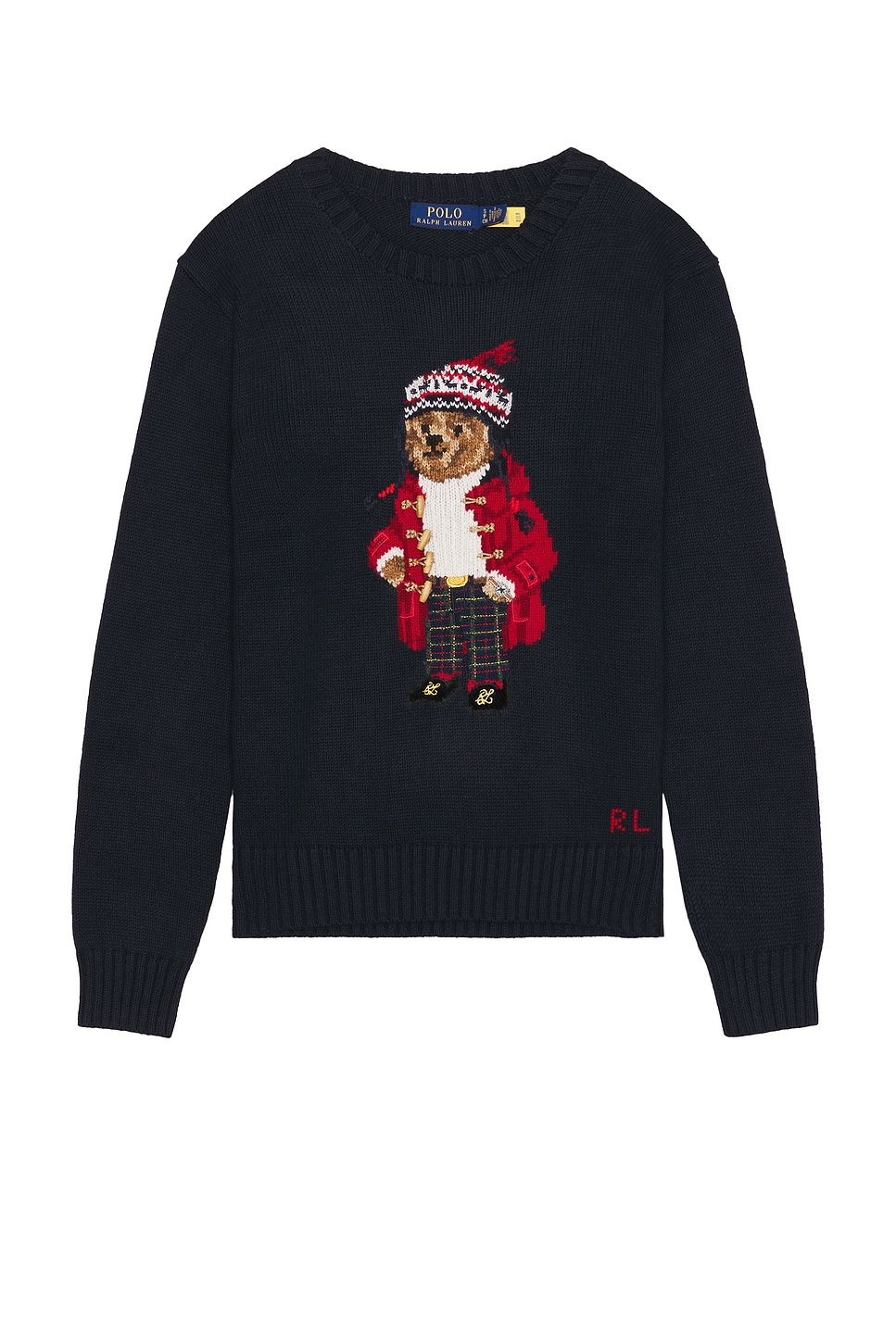 Image 1 of Polo Ralph Lauren Long Sleeve Bear Pullover Sweater in RL Navy