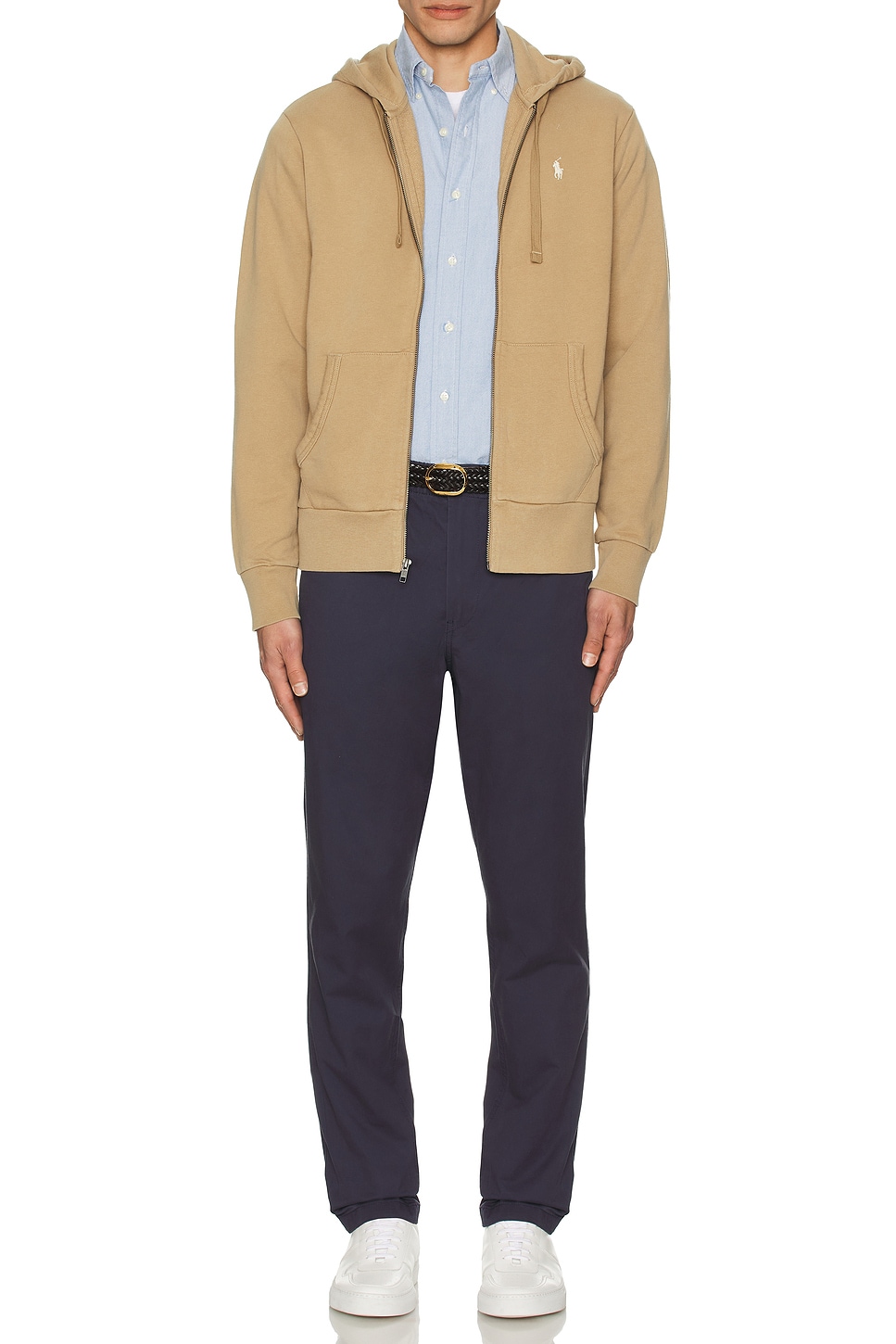 Image 1 of Polo Ralph Lauren Loopback Terry Full Zip Hoodie in Desert Khaki