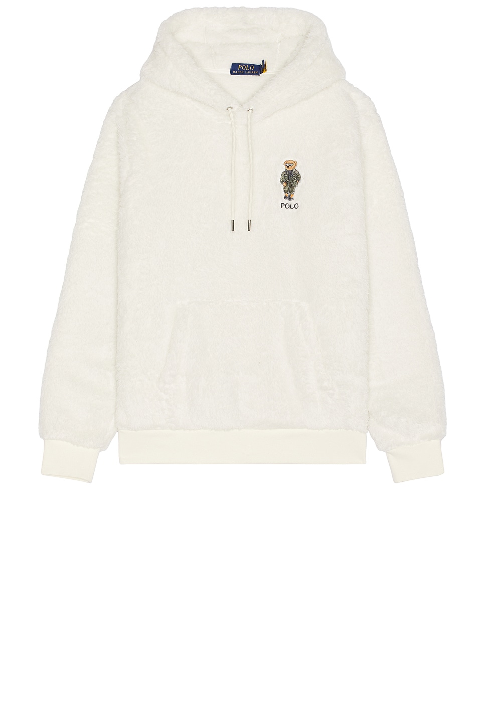 Image 1 of Polo Ralph Lauren Hi Pile Fleece Novelty Bear Hoodie in Antique Cream Defender Bear