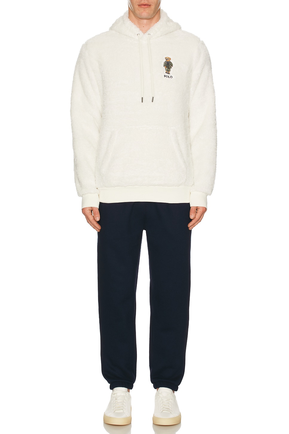 Image 1 of Polo Ralph Lauren Hi Pile Fleece Novelty Bear Hoodie in Antique Cream Defender Bear