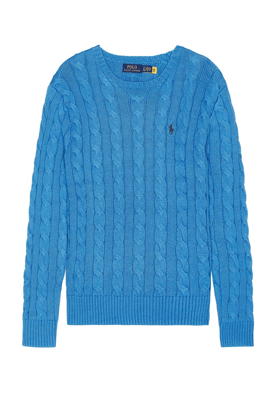 Image 1 of Polo Ralph Lauren Cable Knit Crewneck Sweater in Blue Orbit