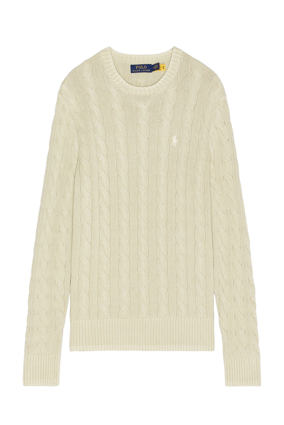 Image 1 of Polo Ralph Lauren Garment Dyed Cable Knit Crewneck Sweater in Natural GMD