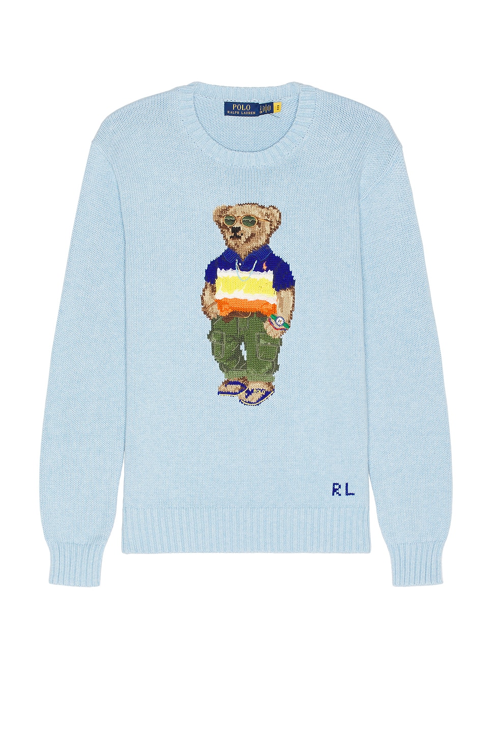 Image 1 of Polo Ralph Lauren Beach Shop Bear Crewneck Sweater in Ocean Pearl Blue