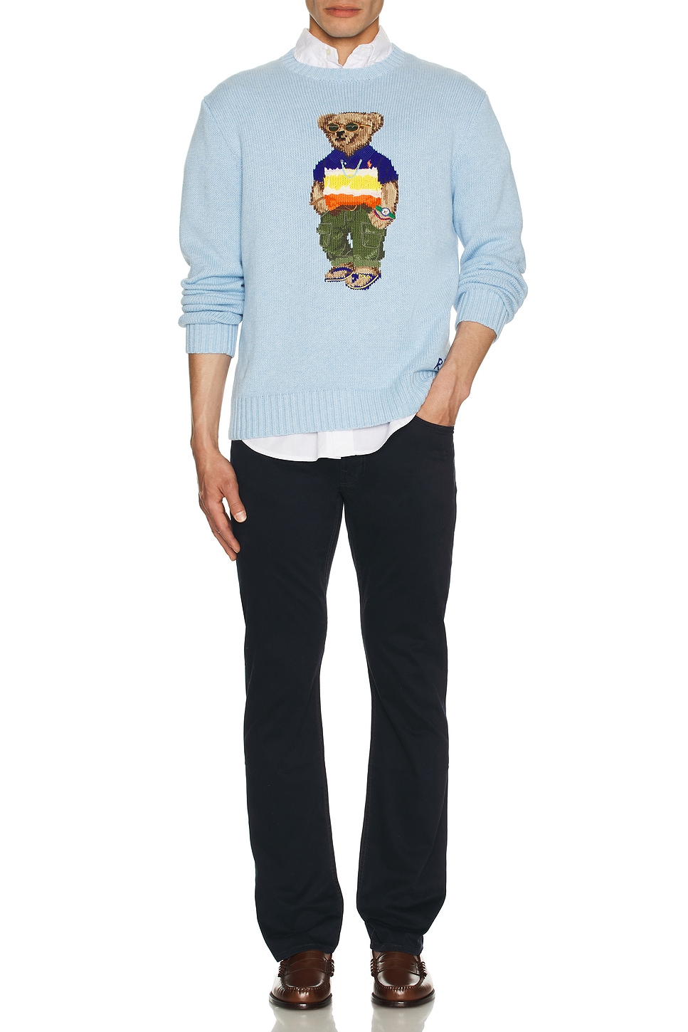 Image 1 of Polo Ralph Lauren Beach Shop Bear Crewneck Sweater in Ocean Pearl Blue