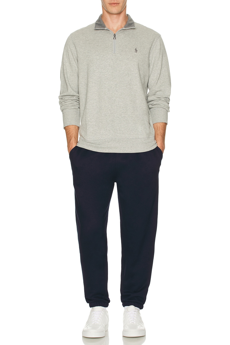 Image 1 of Polo Ralph Lauren Double Knit Jersey 1/2 Zip Pullover in Andover Heather