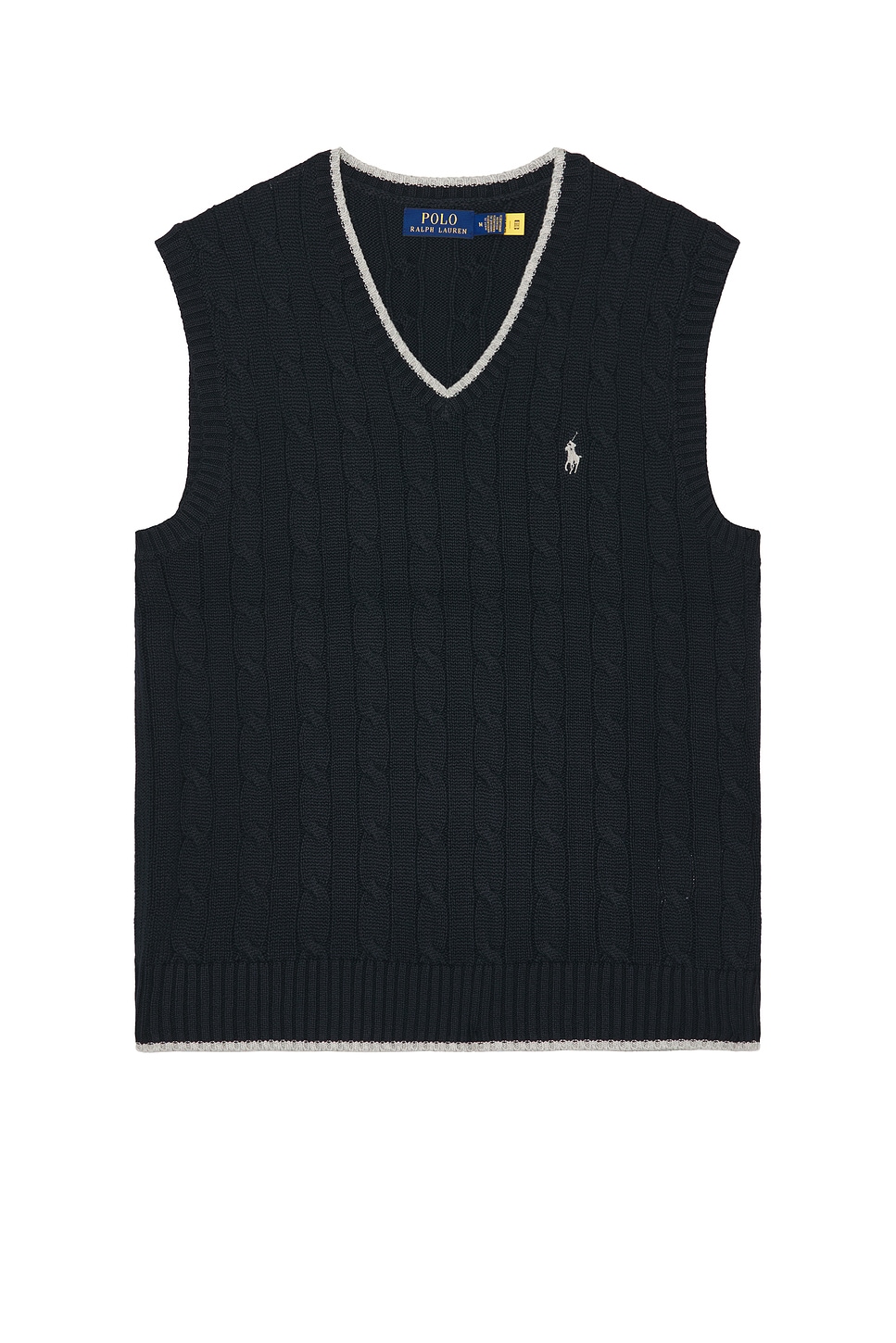 Polo Ralph Lauren Cotton Tipped Cable V-neck Sweater Vest