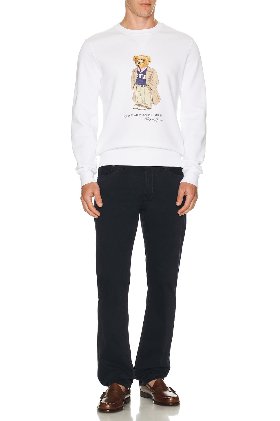 Image 1 of Polo Ralph Lauren Fleece Novelty Bear Crewneck Sweatshirt in White