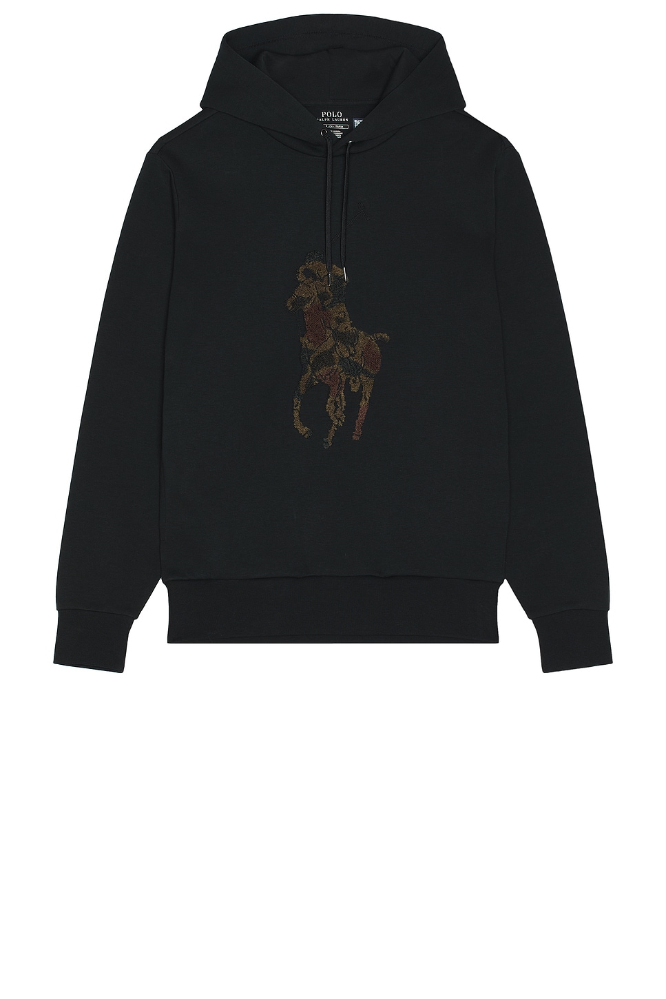 Image 1 of Polo Ralph Lauren Long Sleeve Double Knit Tech Hoodie With Large Camo Pony in Black