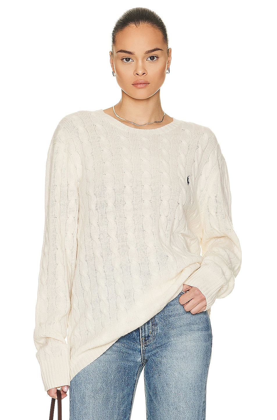 Image 1 of Polo Ralph Lauren Cable Sweater in Andover Cream