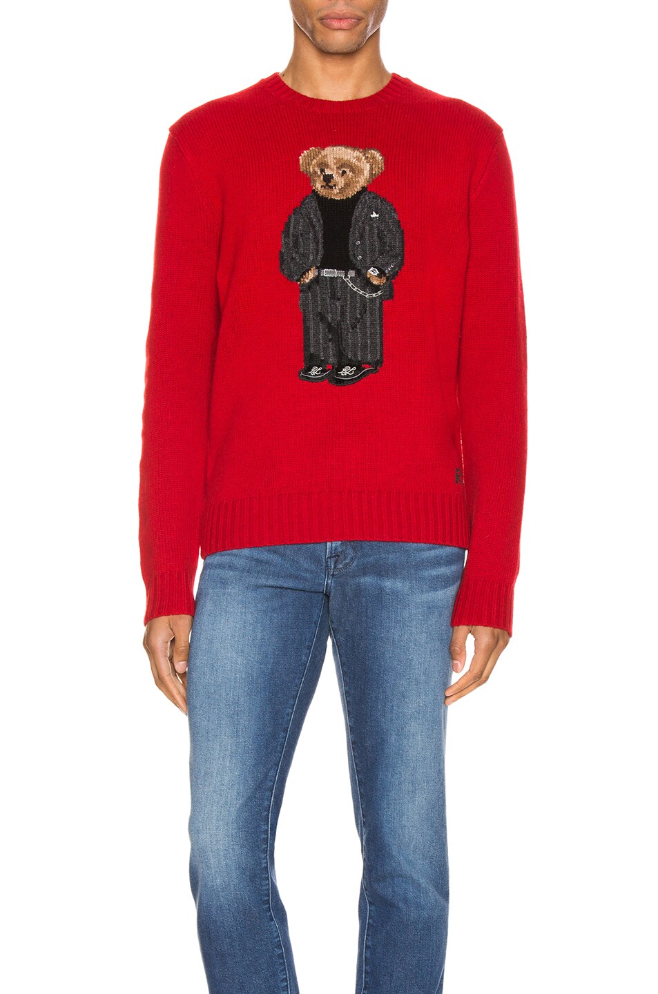 Image 1 of Polo Ralph Lauren Wool Blend Icon Sweater in Red & Suit Bear