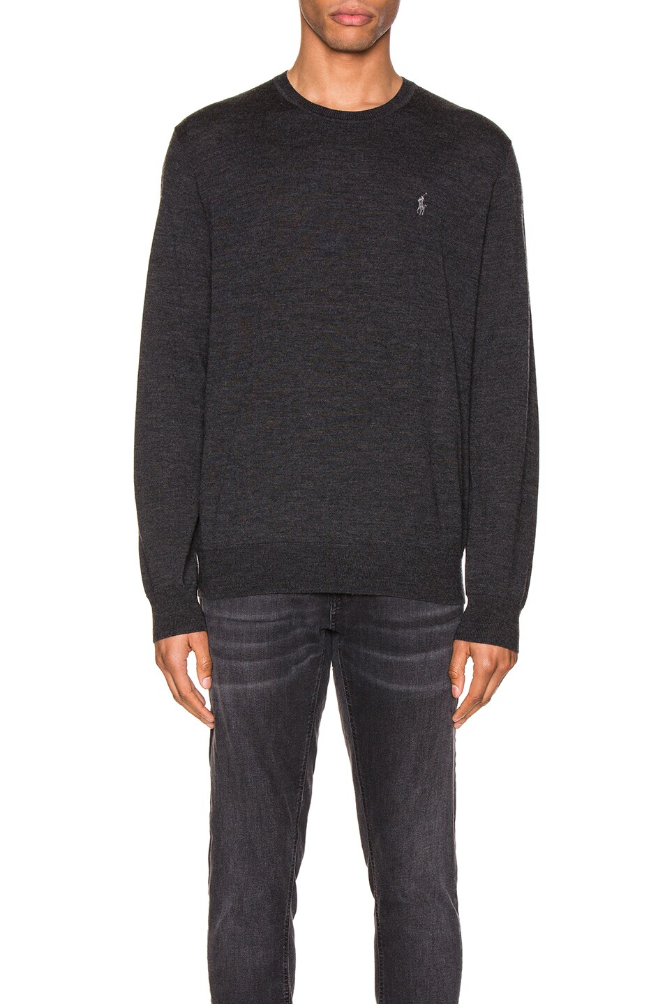 Image 1 of Polo Ralph Lauren Merino Wool Long Sleeve Sweater in Dark Granite Heather