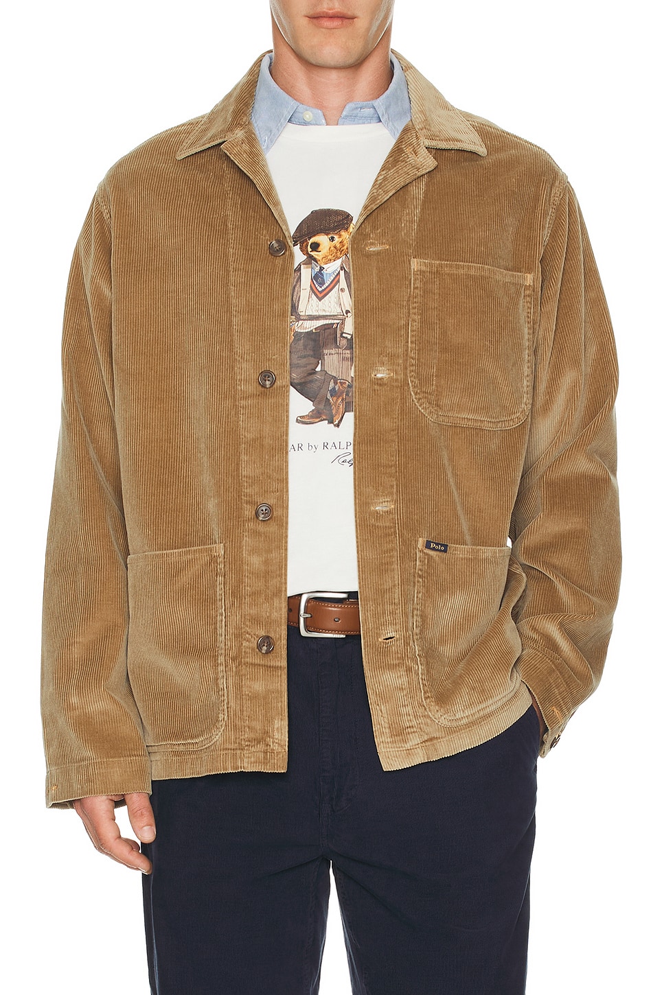 Image 1 of Polo Ralph Lauren Wale Corduroy Barton Overshirt in Montana Khaki
