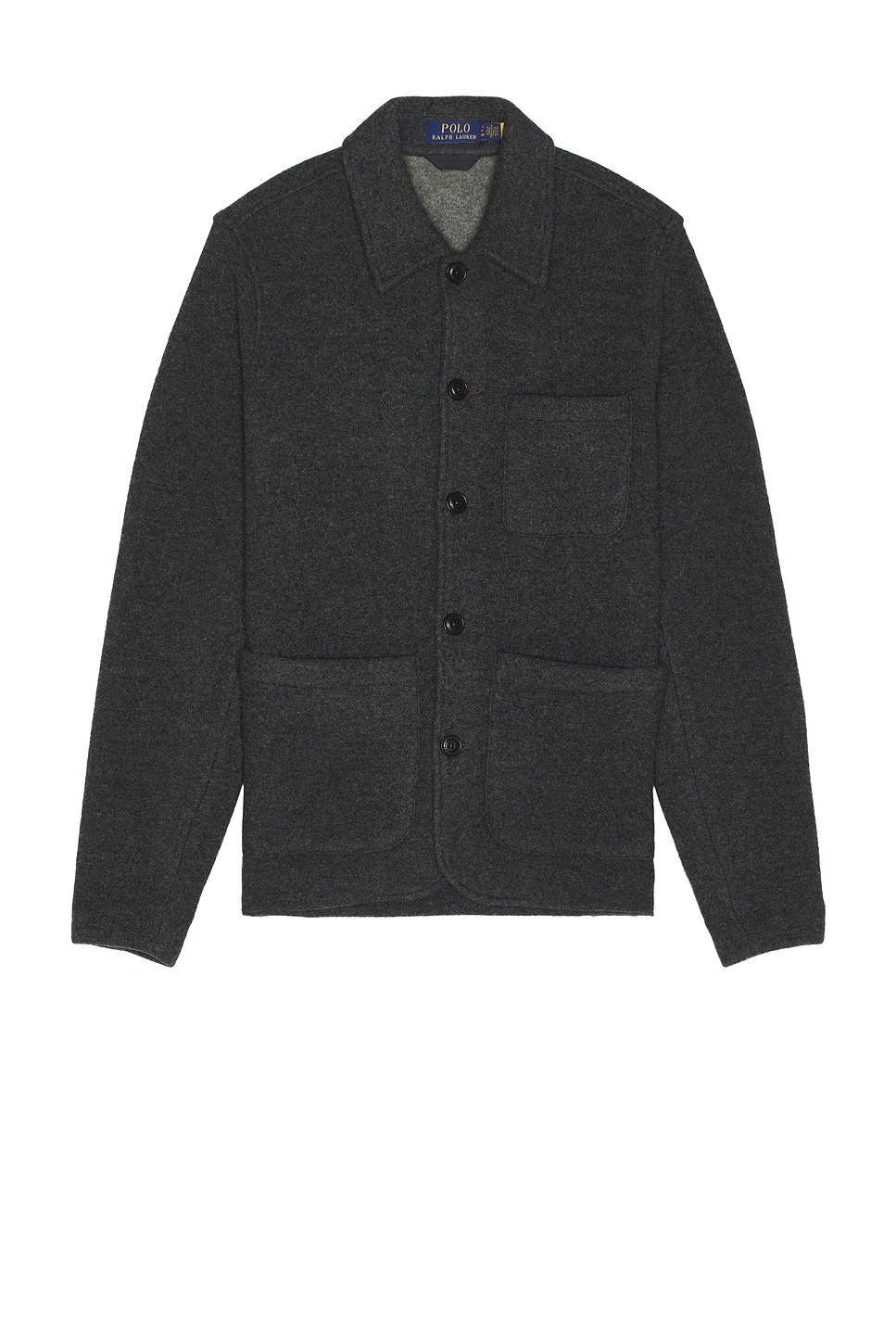 Image 1 of Polo Ralph Lauren Brushed Double Knit Chore Jacket in Dark Charcoal Heather