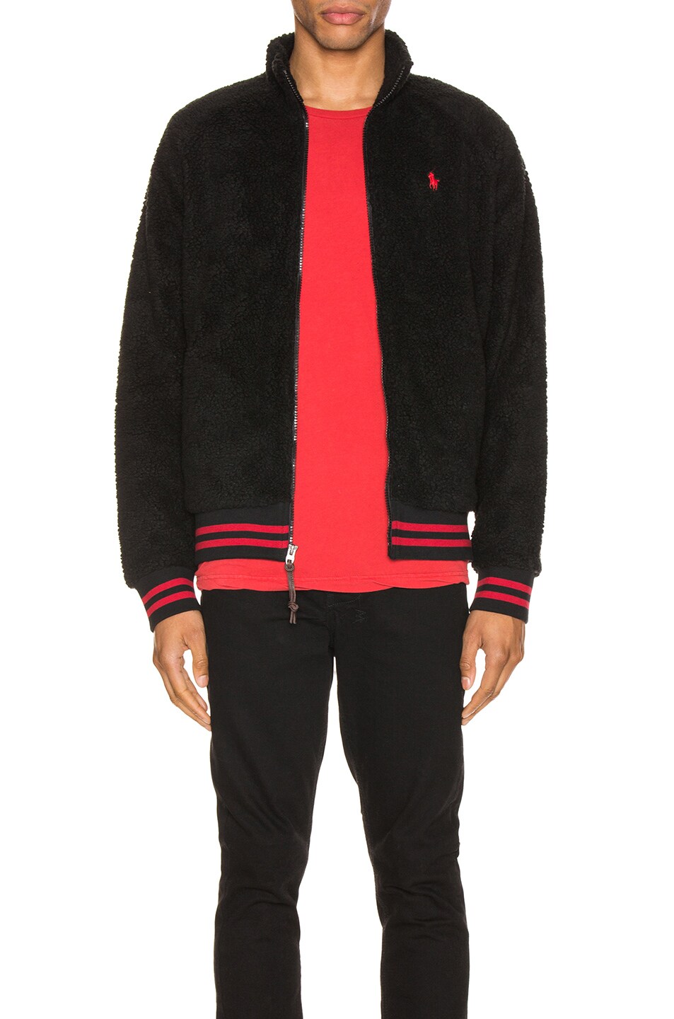 Image 1 of Polo Ralph Lauren Vintage Sherpa Track Jacket in Polo Black