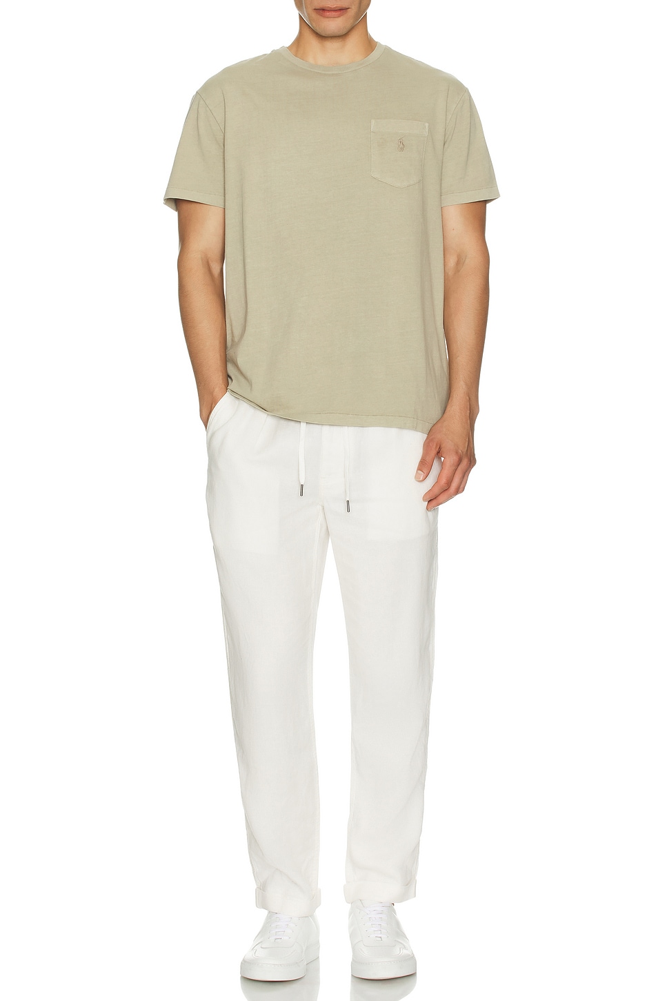 Image 1 of Polo Ralph Lauren Prepster Linen Garment Dyed Pant in Deckwash White
