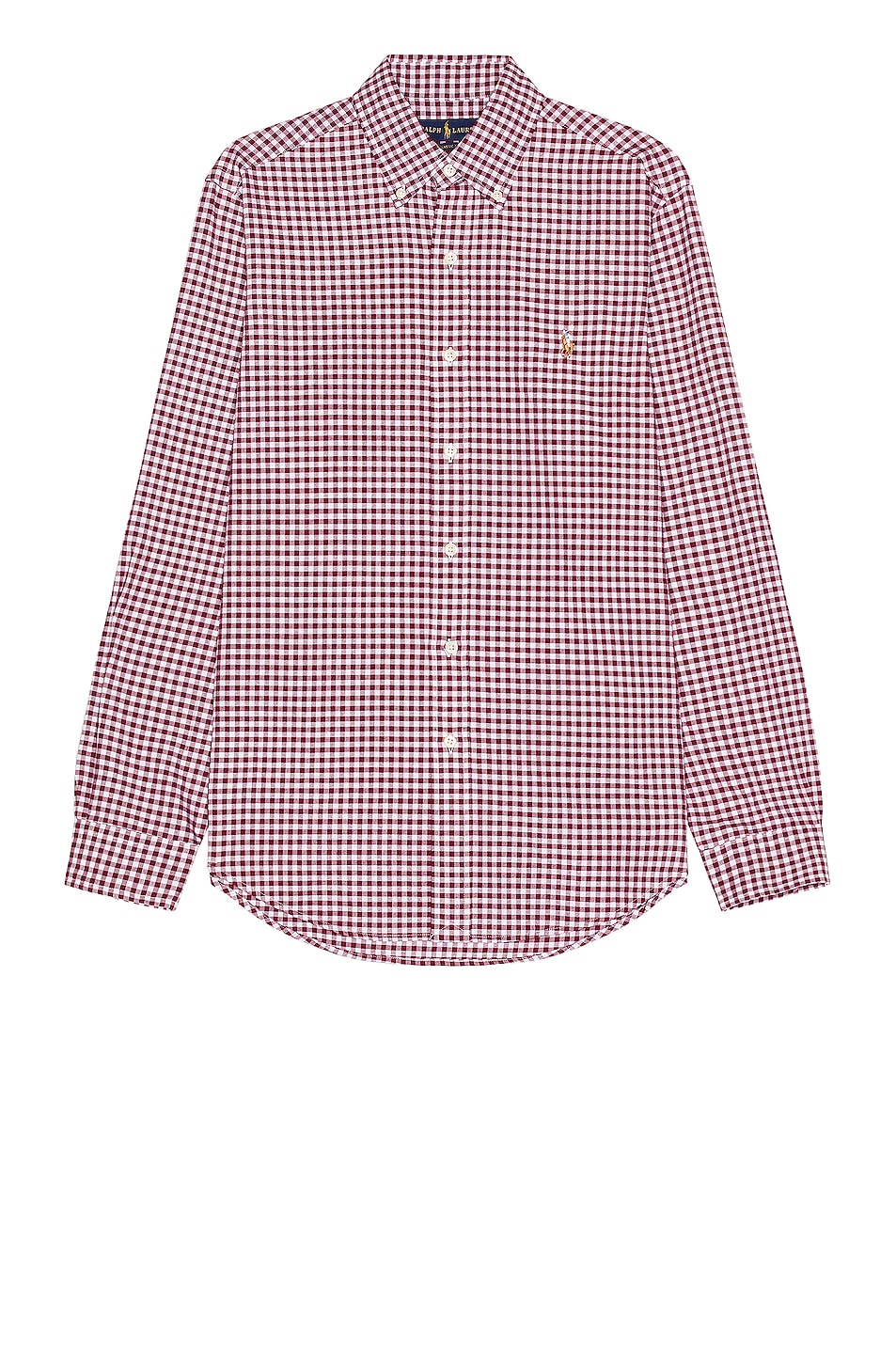 Image 1 of Polo Ralph Lauren Oxford Long Sleeve Shirt in Wine & White