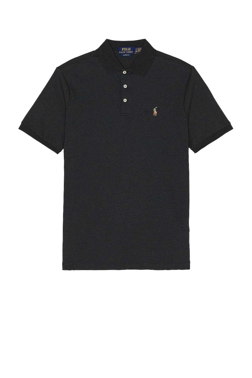 Image 1 of Polo Ralph Lauren Pima Polo in Black Marl Heather