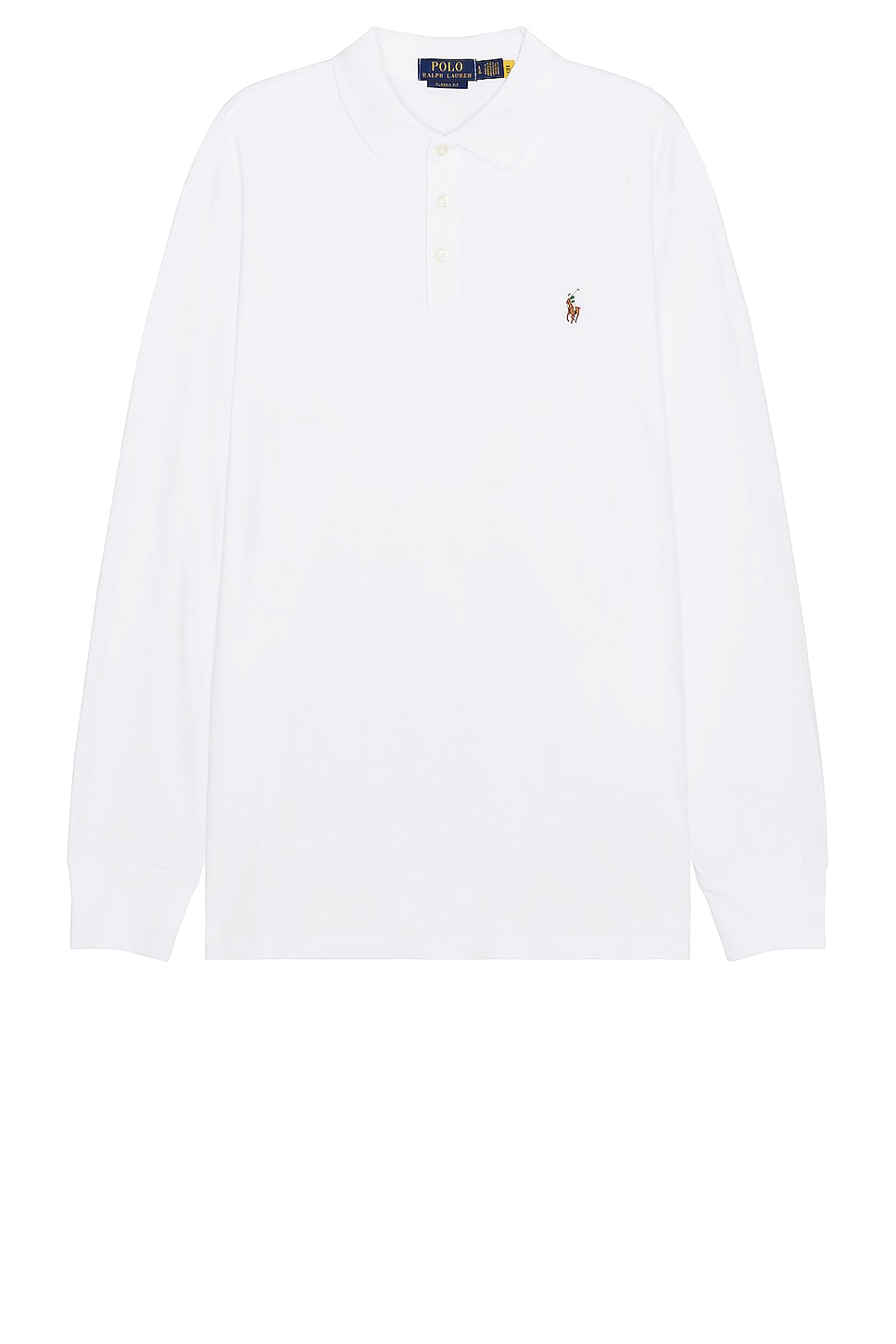 Image 1 of Polo Ralph Lauren Pima Long Sleeve Polo in White