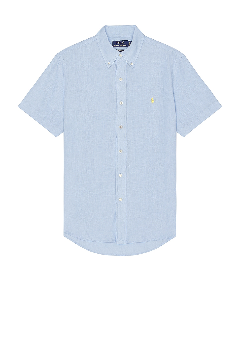 Image 1 of Polo Ralph Lauren Short Sleeve Linen Shirt in Blue Hyacinth