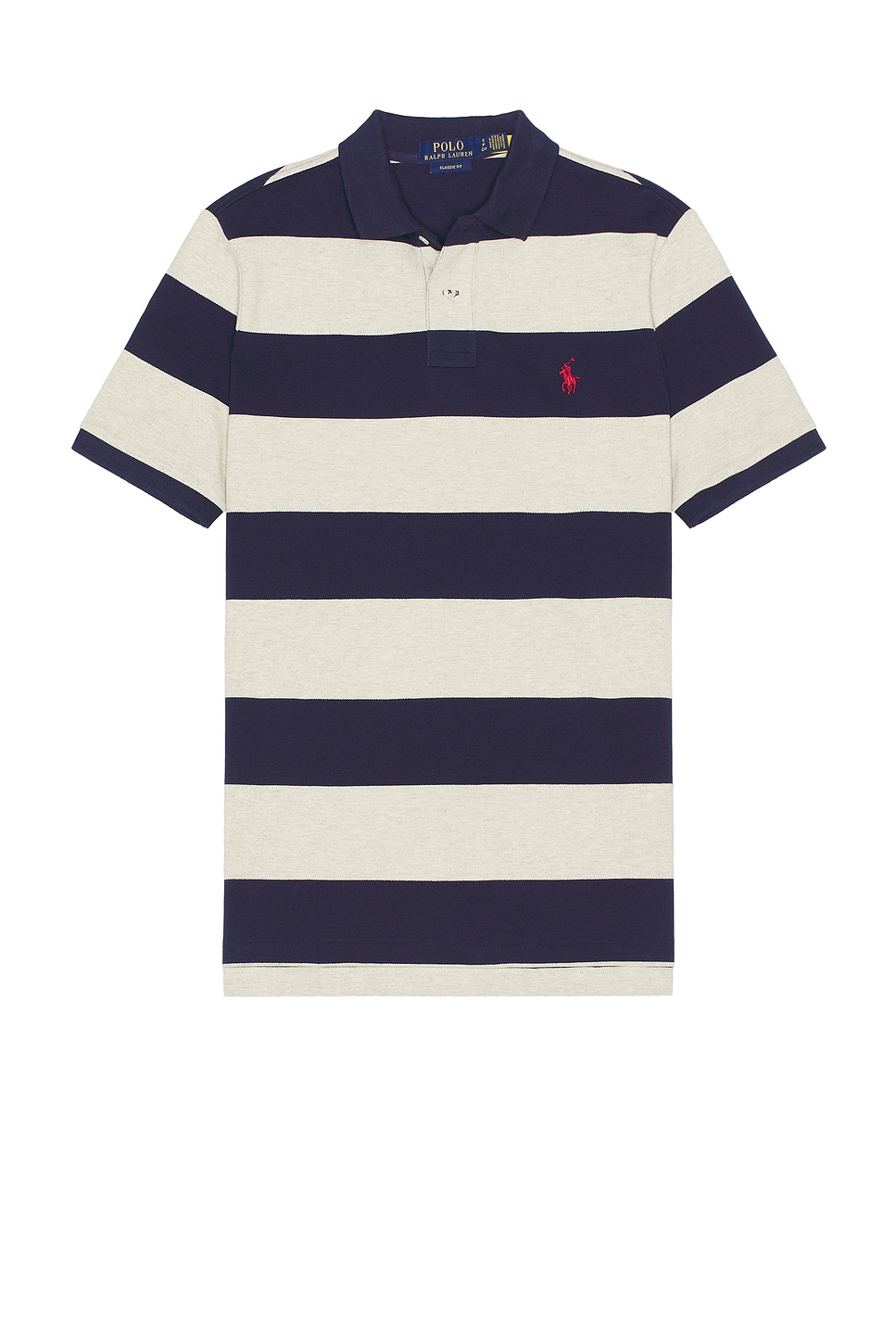 Shop Polo Ralph Lauren Animated Mesh Polo In Light Vintage Heather & Spring Navy