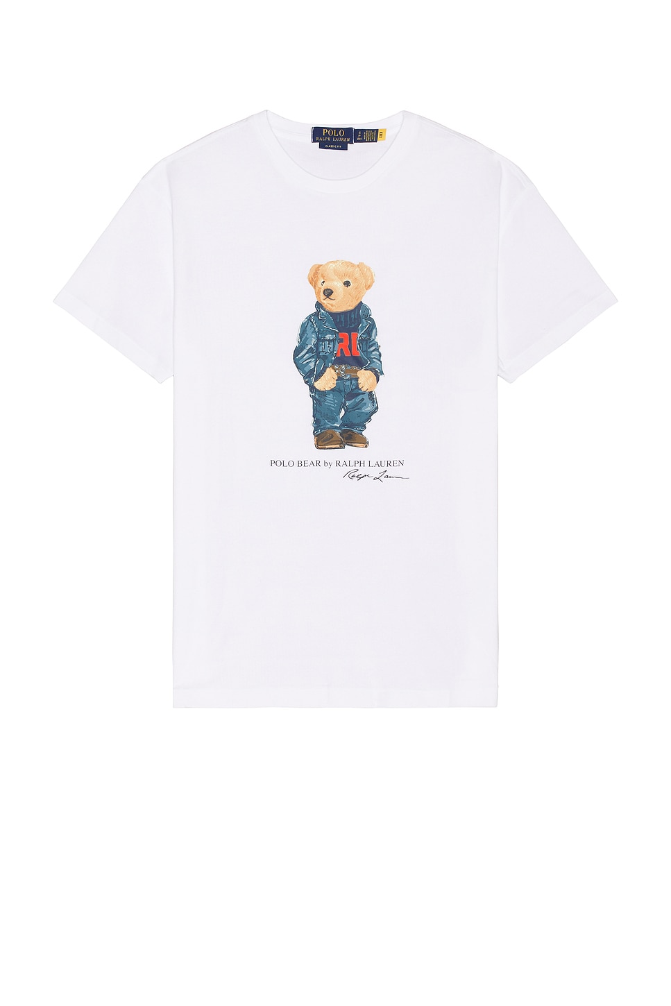 Shop Polo Ralph Lauren Bear Tee In F24 White Denim Bear