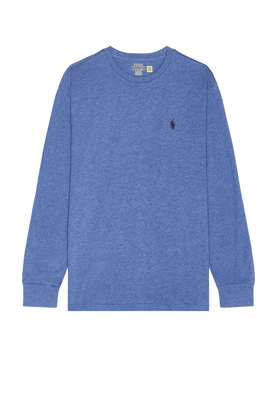 Shop Polo Ralph Lauren Classic Long Sleeve Tee In Faded Royal Heather