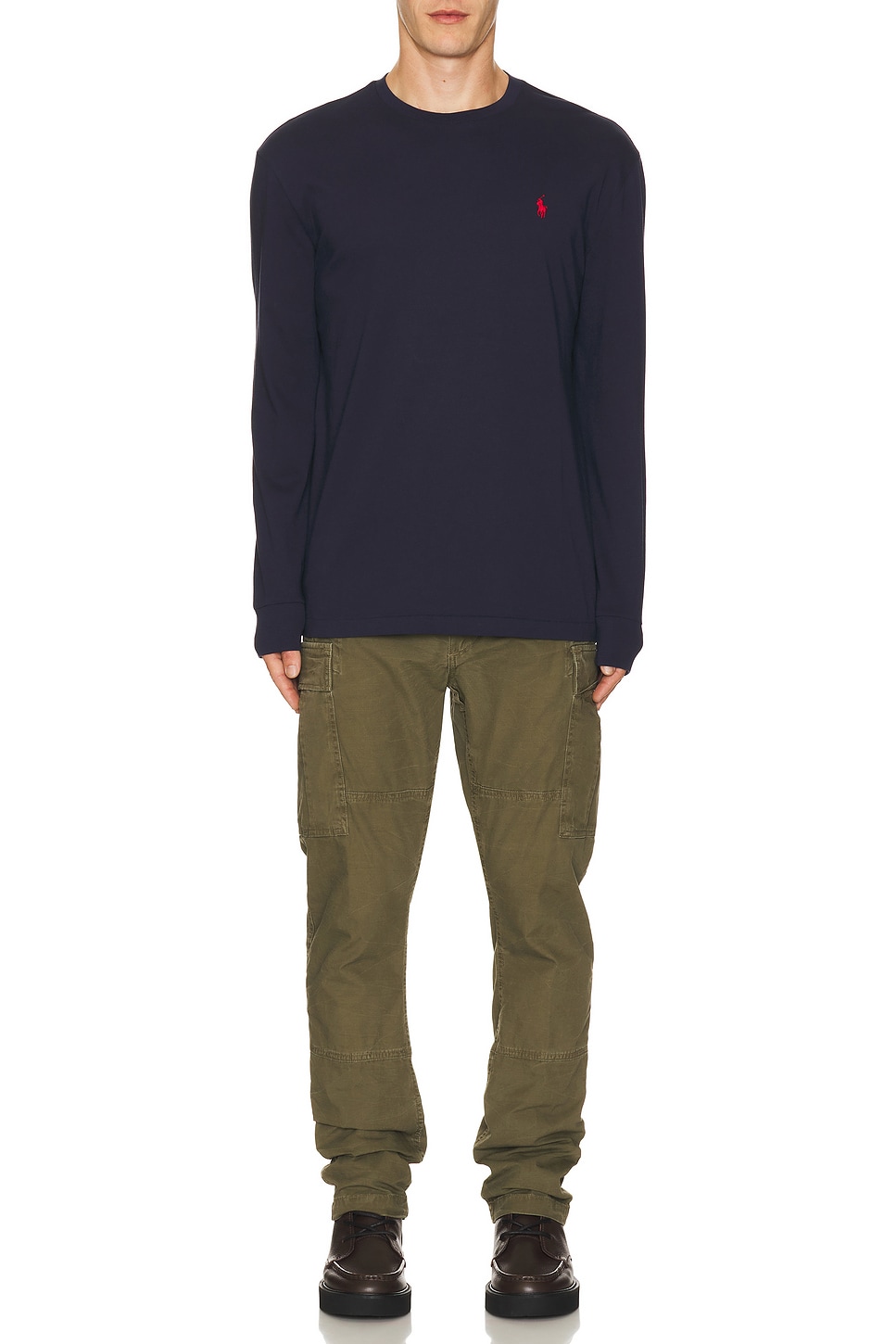 Image 1 of Polo Ralph Lauren Classic Long Sleeve Tee in Ink