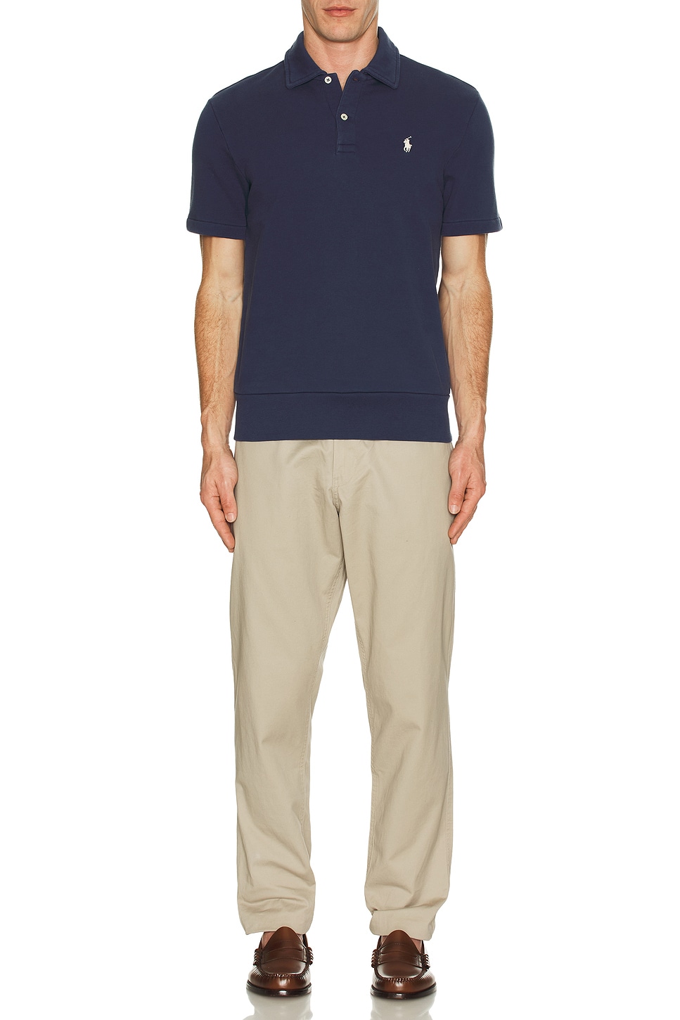 Image 1 of Polo Ralph Lauren Short Sleeve Loopback Terry Polo Sweatshirt in Cruise Navy