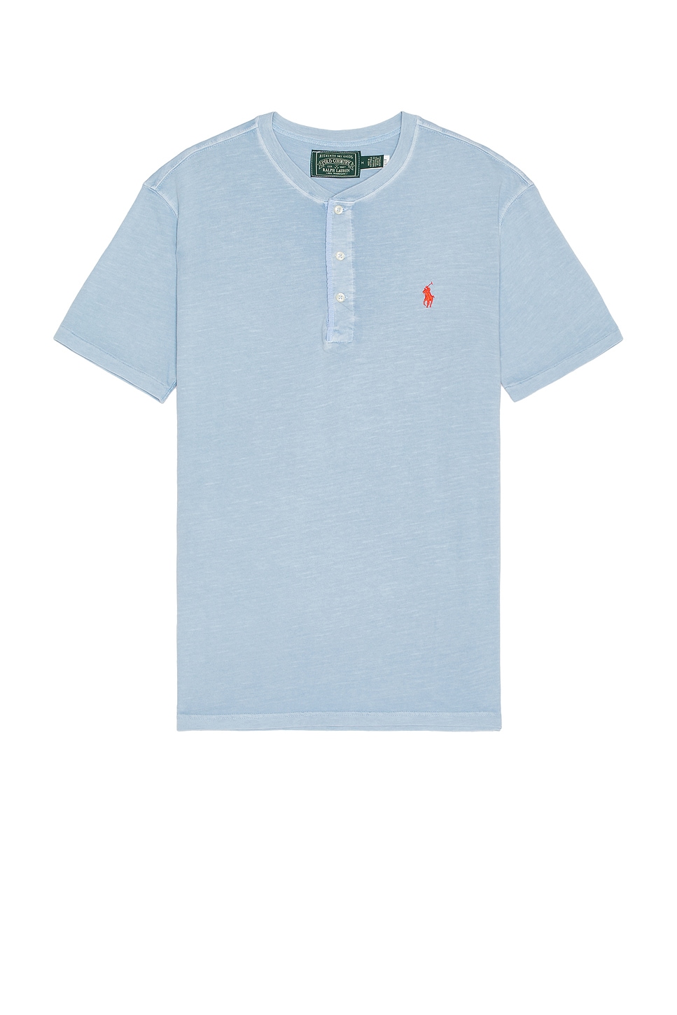 Image 1 of Polo Ralph Lauren Short Sleeve Slub Jersey Henley T-Shirt in Chambray Blue