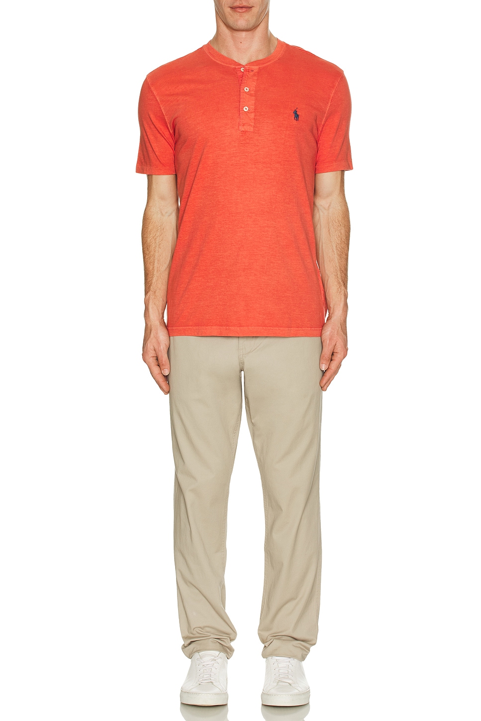Image 1 of Polo Ralph Lauren Short Sleeve Slub Jersey Henley T-Shirt in Spring Red