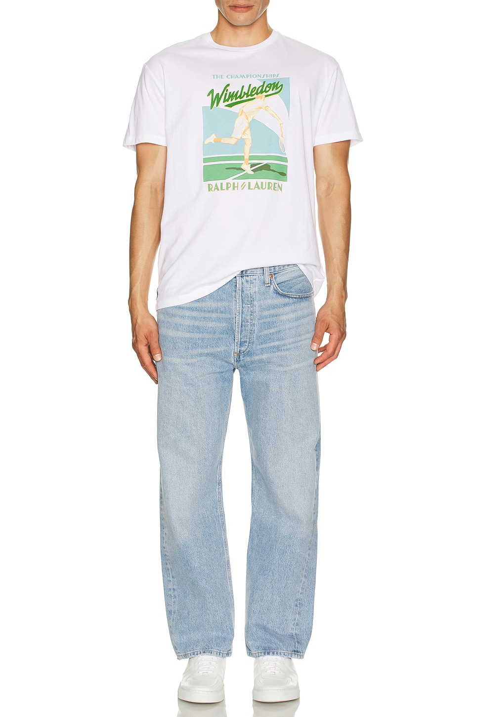 Image 1 of Polo Ralph Lauren Short Sleeve Wimbledon Court Print T-Shirt in Ceramic White