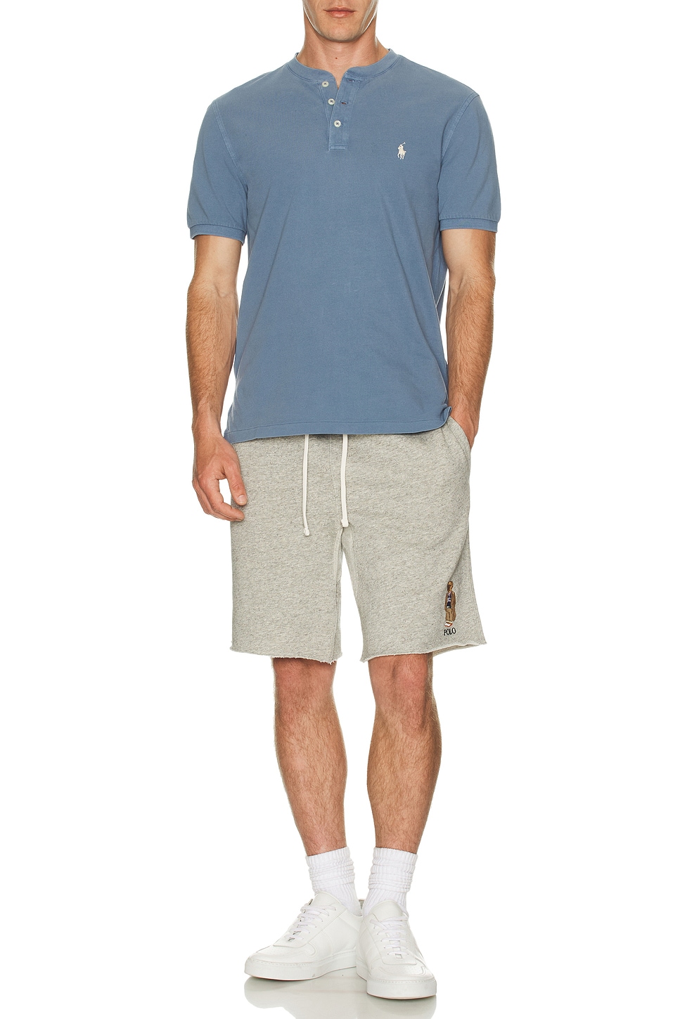 Image 1 of Polo Ralph Lauren Short Sleeve Featherweight Mesh Henley in Capri Blue