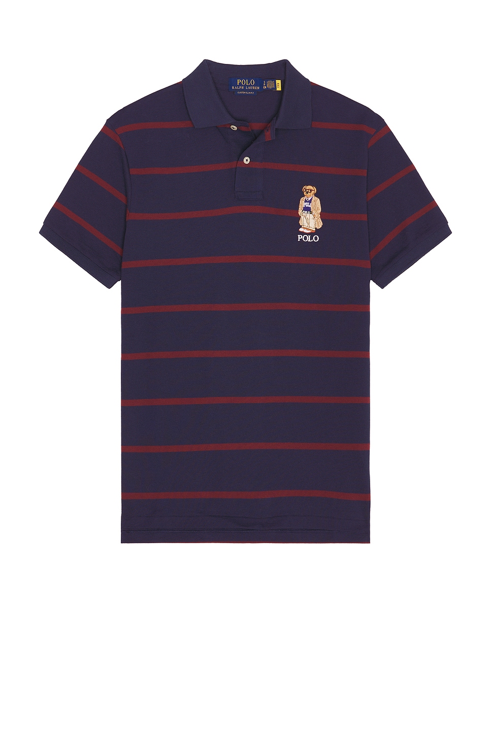 Image 1 of Polo Ralph Lauren Short Sleeve Novelty Bear Polo in Newport Navy & Red Wine