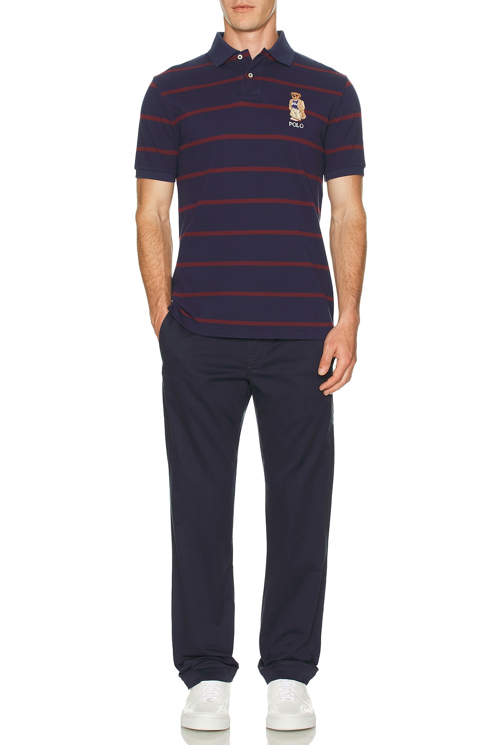 Image 1 of Polo Ralph Lauren Short Sleeve Novelty Bear Polo in Newport Navy & Red Wine