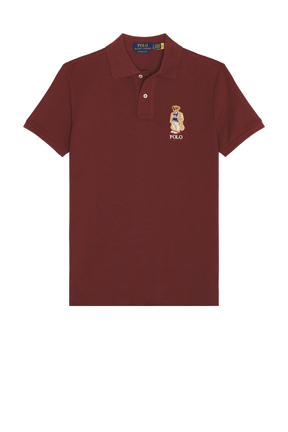 Image 1 of Polo Ralph Lauren Short Sleeve Cotton Mesh Novelty Bear Polo in Red Wine