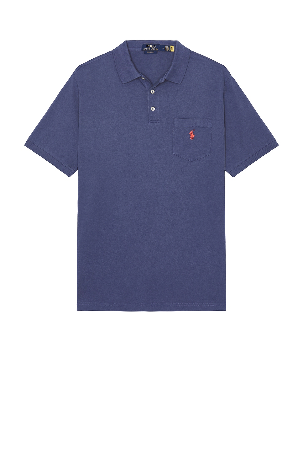 Short Sleeve Jersey Knit Garment Dyed Polo in Blue