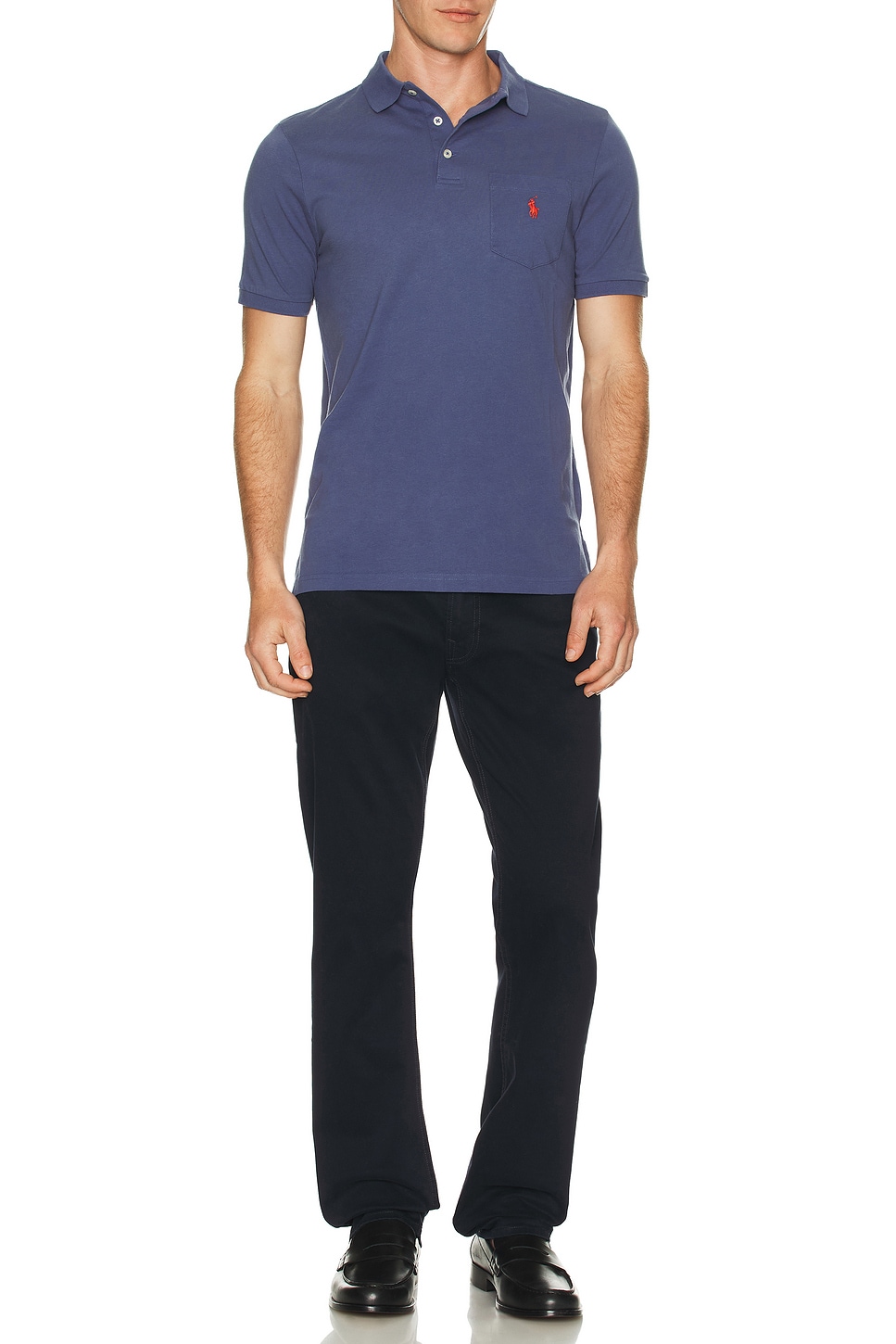 Image 1 of Polo Ralph Lauren Short Sleeve Jersey Knit Garment Dyed Polo in Light Navy