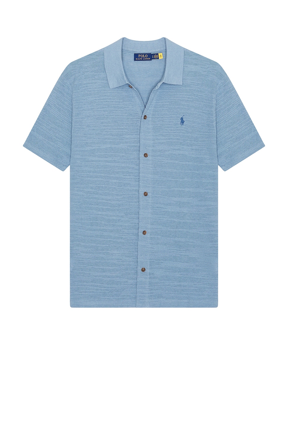Image 1 of Polo Ralph Lauren Short Sleeve Cotton Blend Sweater Shirt in Channel Blue